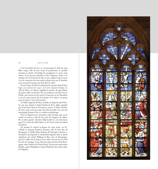 Planche du vitrail, pages 98-99 du Deum Time de Robert Caron