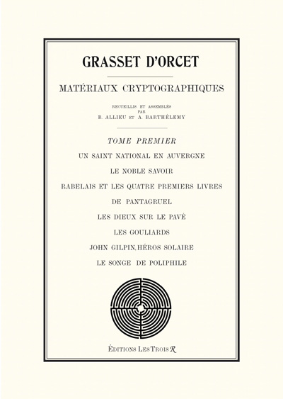 Première de couverture des Matériaux Cryptographiques, Tome Premier de Grasset d'Orcet